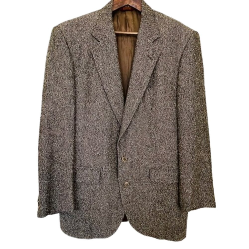 Vintage Corbin Mens Tweed Blazer Sport Coat Two Button Jacket Union Tag 46R